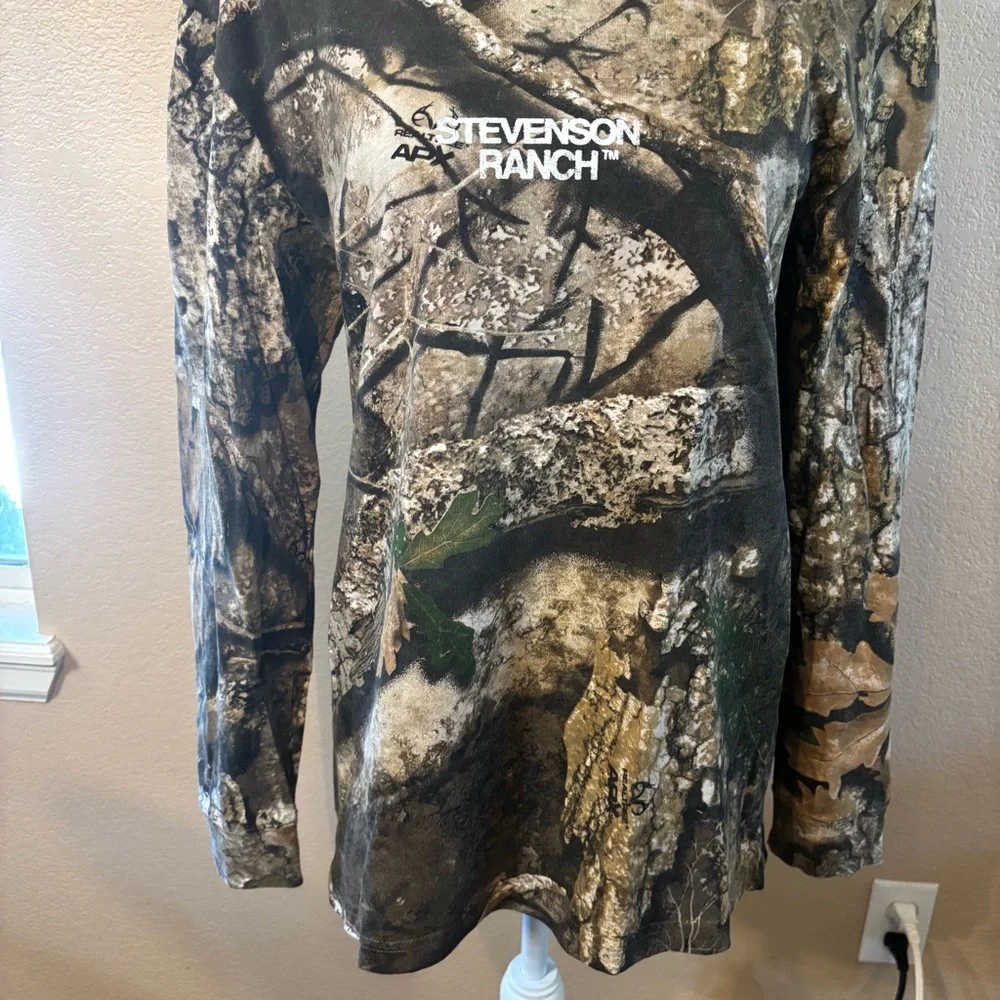 NEW Stevenson Ranch Tee Med Camo Long Slv Brown/Green Unisex Realtree APX Cotton - Picture 4 of 16